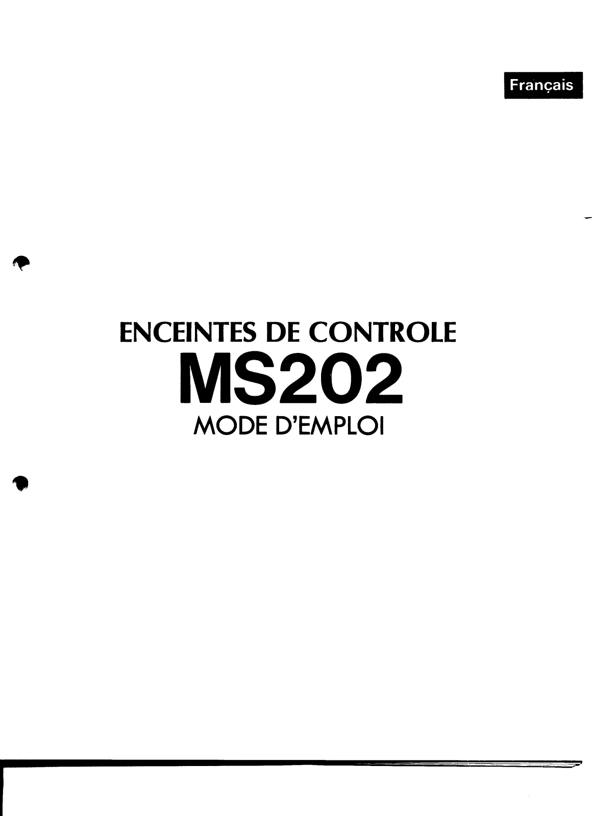 Yamaha MS202 Owner's Manual