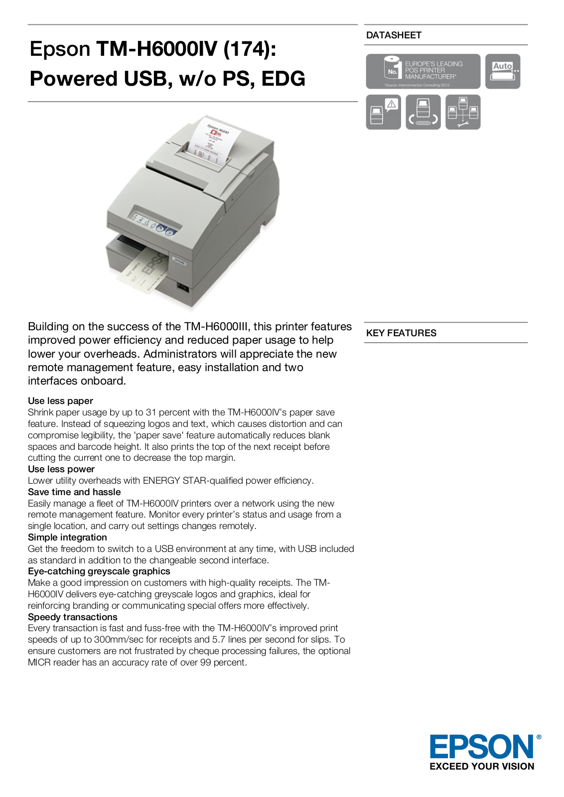 Epson C31CB25174 Product Data Sheet