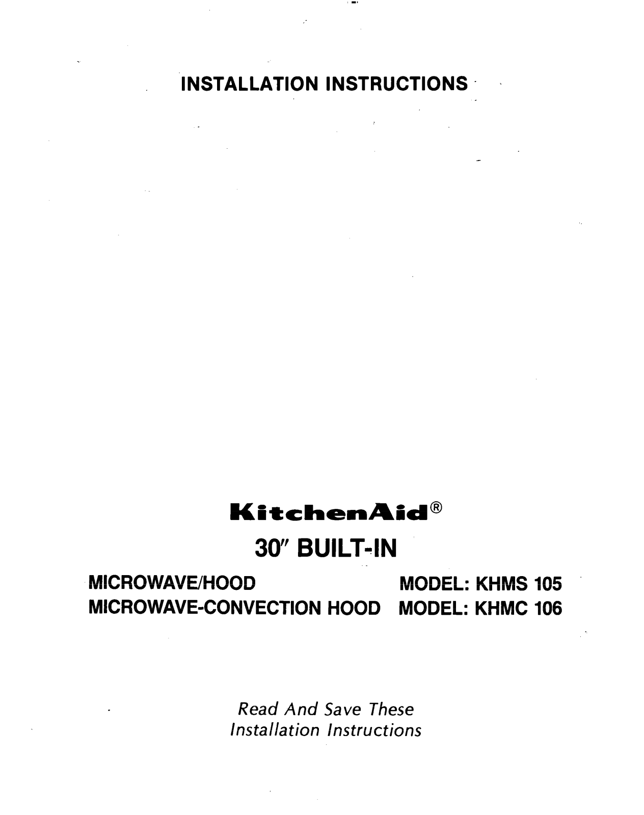 KitchenAid KHMS 105, KHMS 106 User Manual
