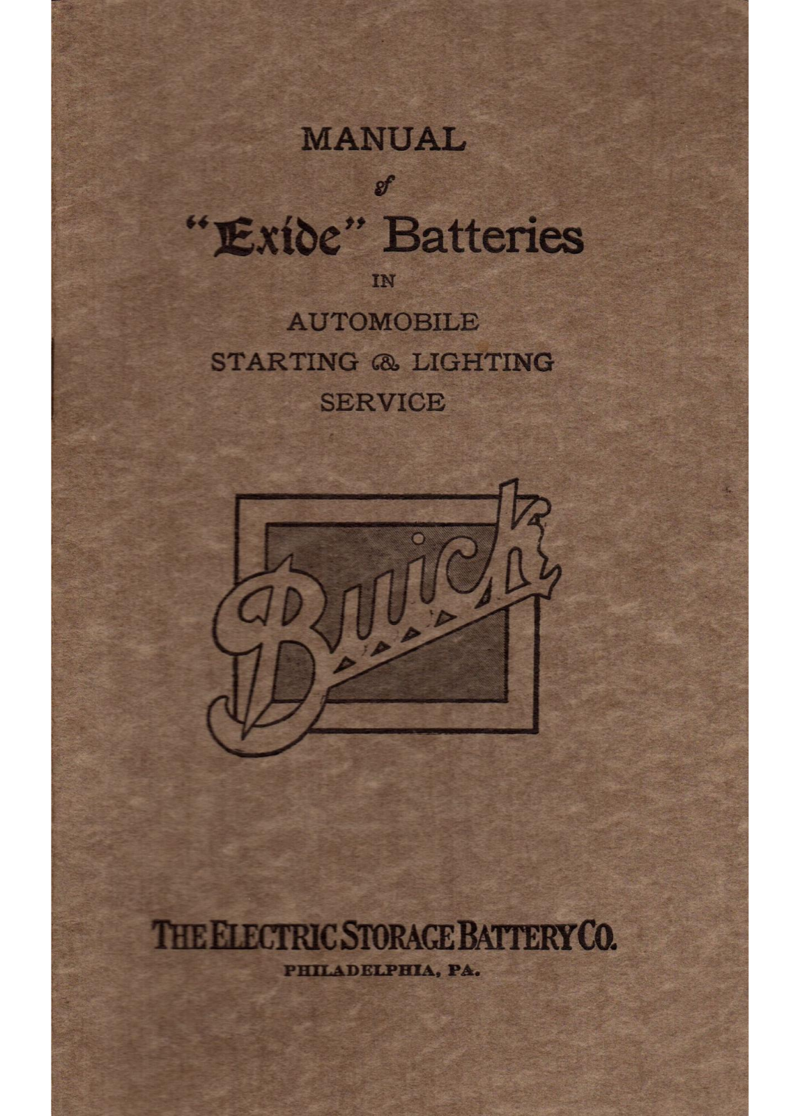 Buick Exide 1915 Operating Instructions