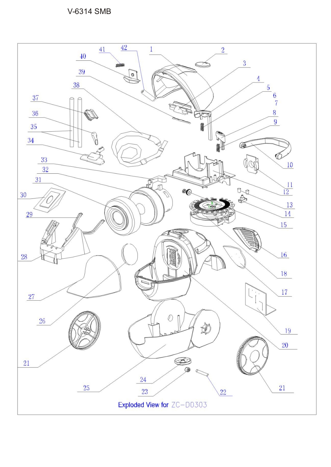 BORK V-6314 SMB Spare Parts List