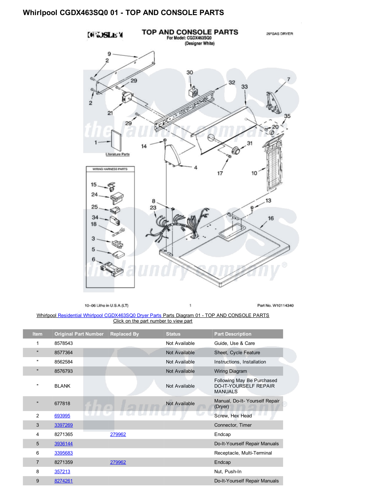 Whirlpool CGDX463SQ0 Parts Diagram