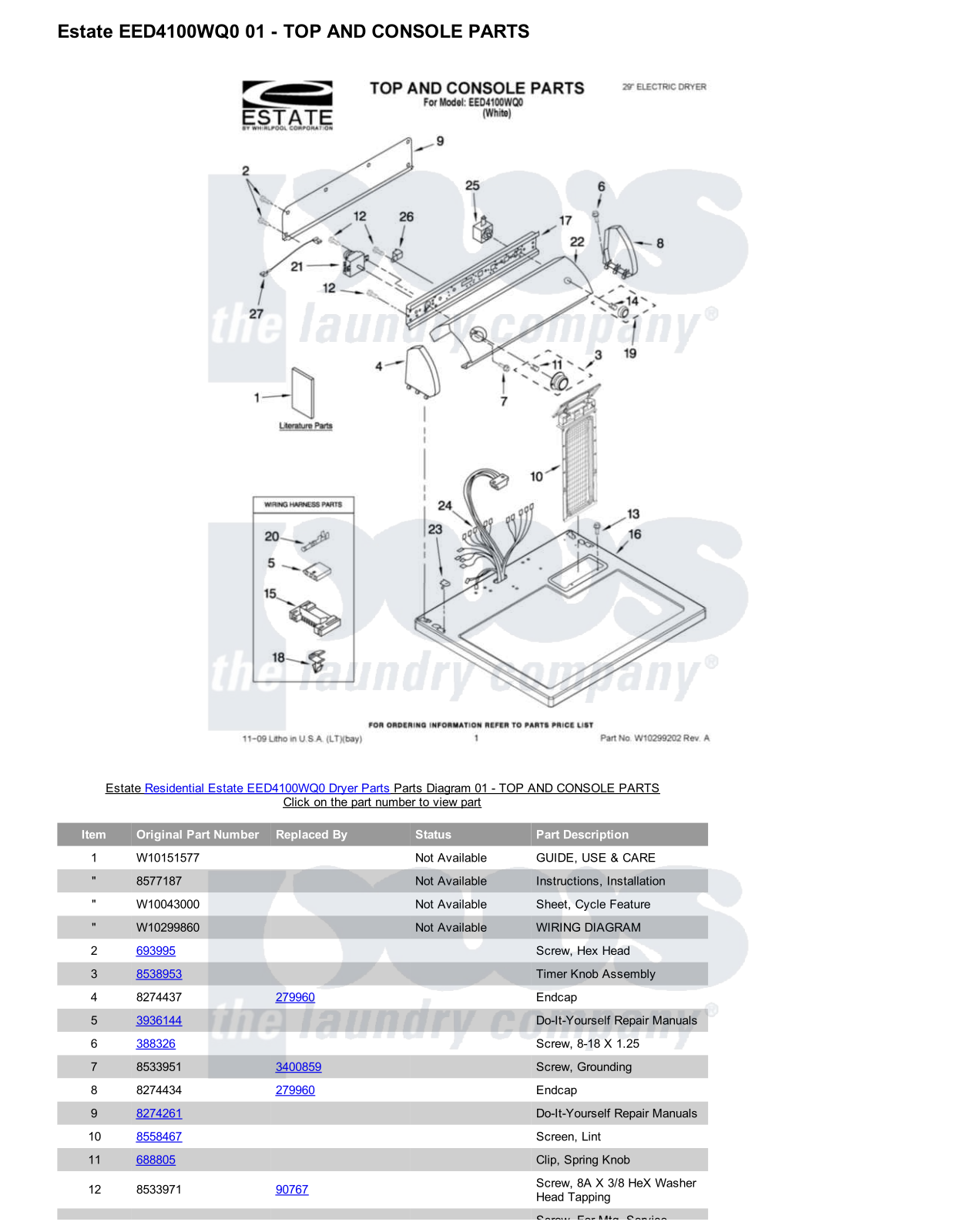 Estate EED4100WQ0 Parts Diagram