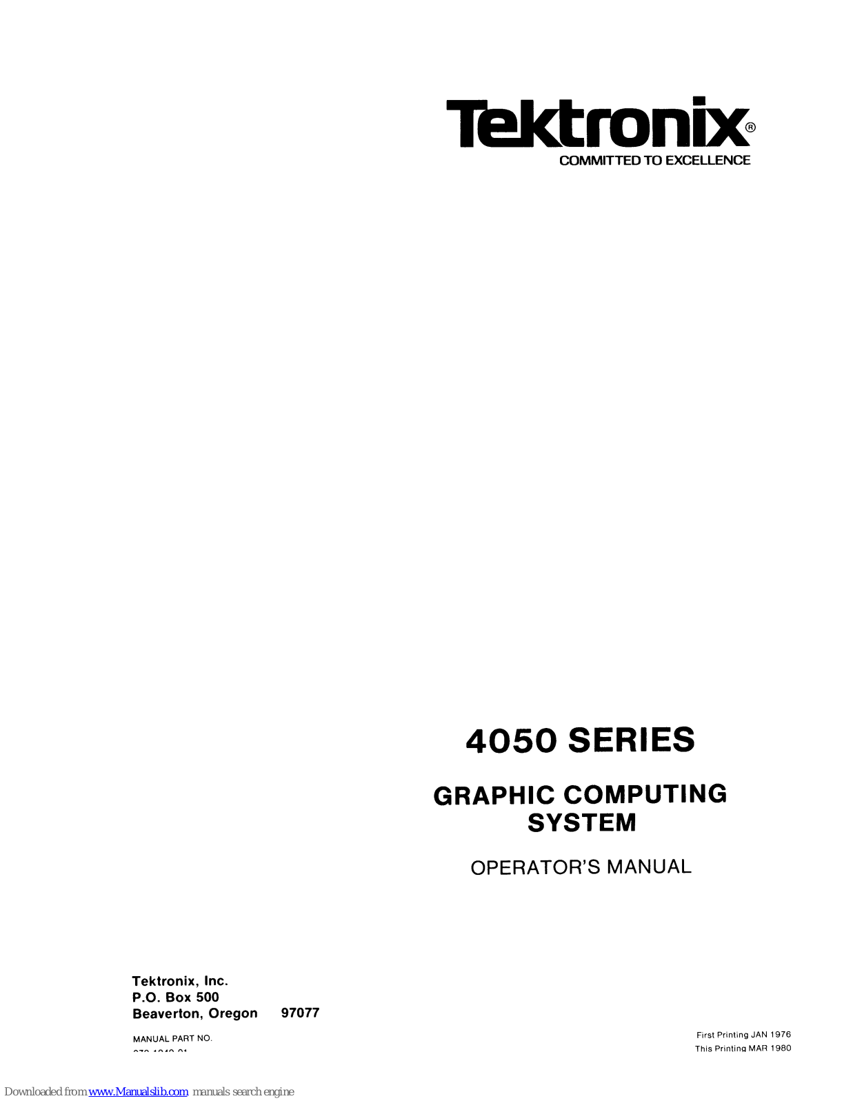 Tektronix 4050 Series Operator's Manual