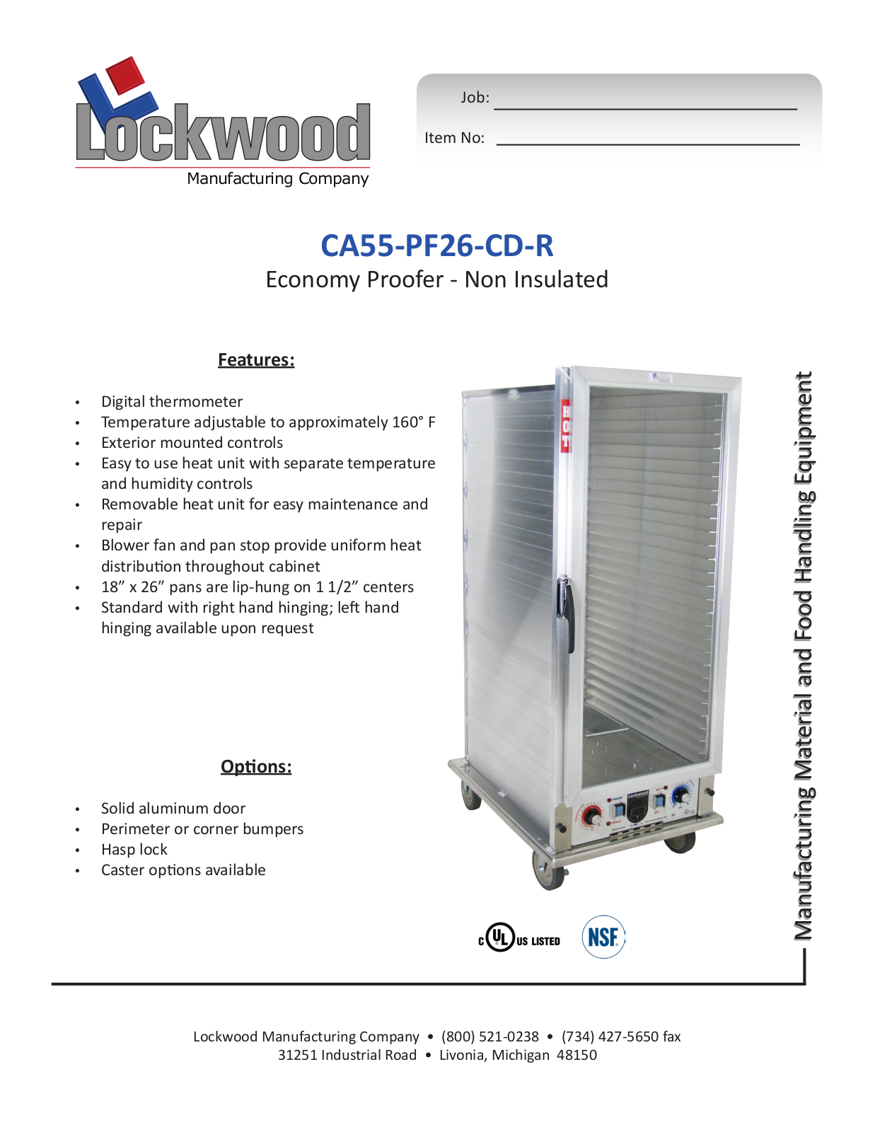 Lockwood CA55-PF26-CD-R User Manual