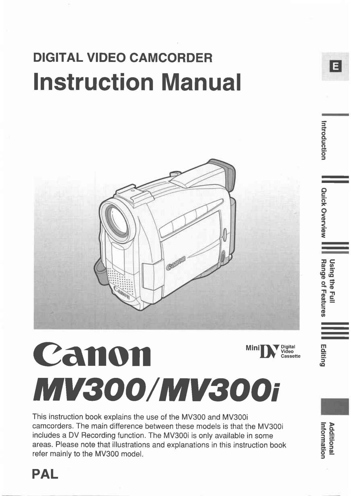 Canon MV300 User Manual