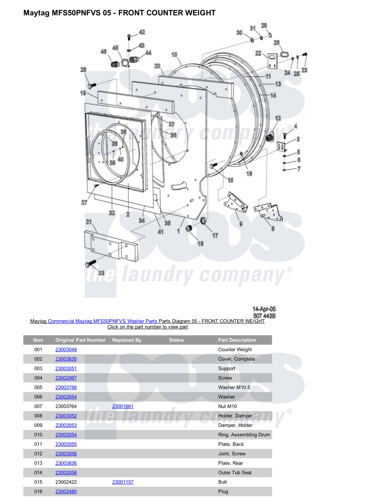 Maytag MFS50PNFVS Parts Diagram