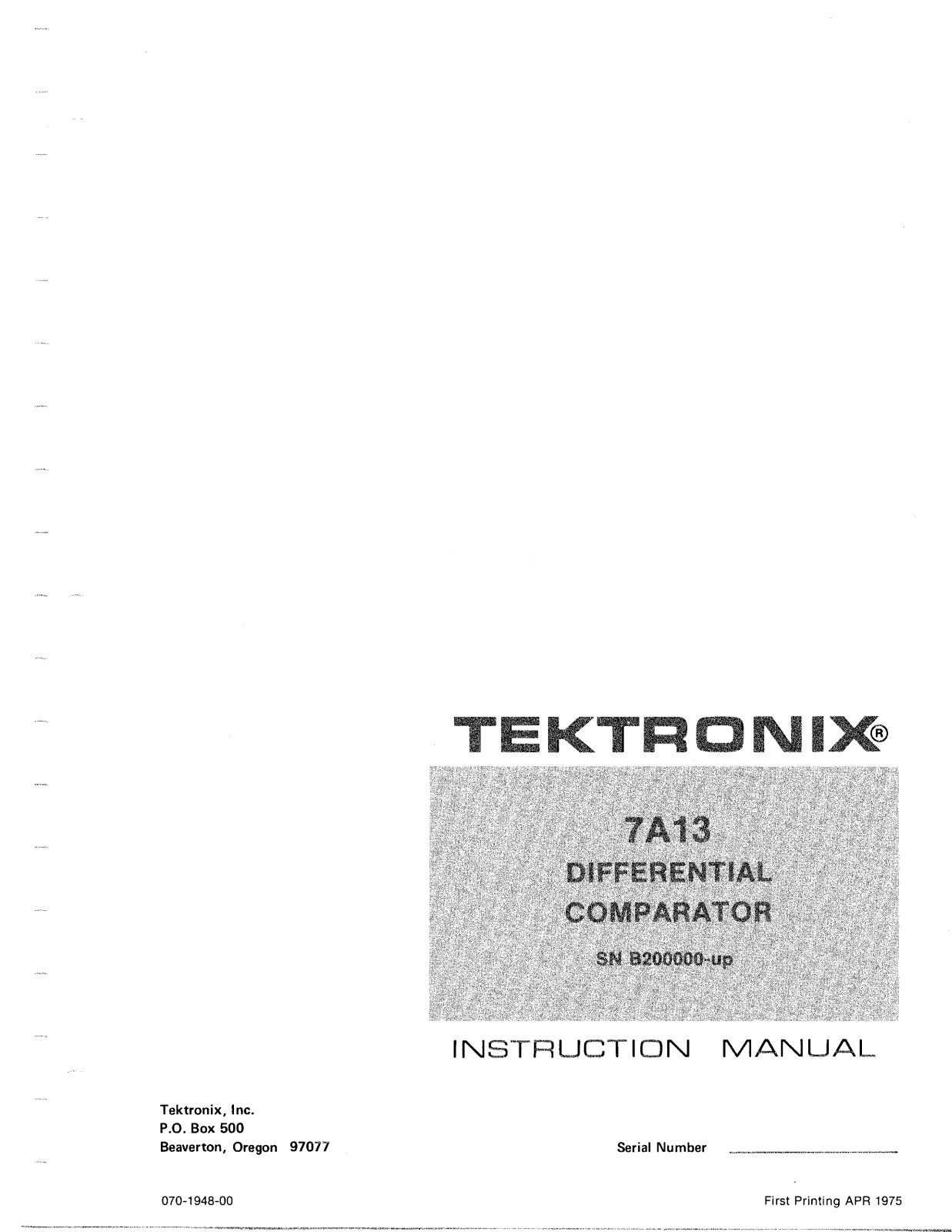 Tektronix 7a13_sm Datasheet - ManualMachine.com