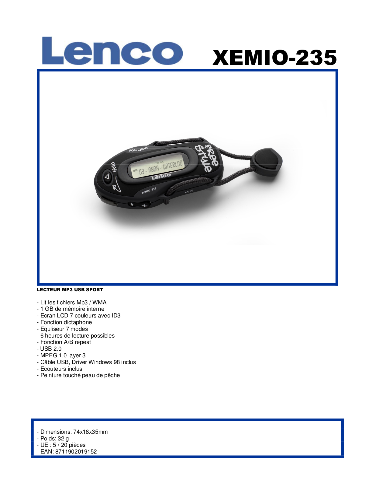 Lenco XEMIO-235 User Manual