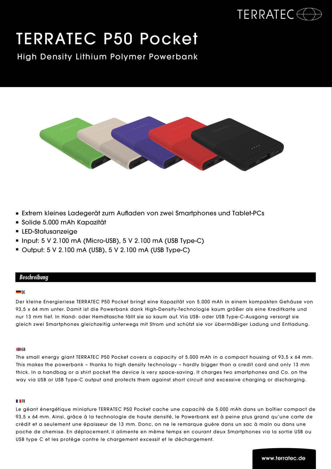 TerraTec Powerbank P50 Pocket User Manual