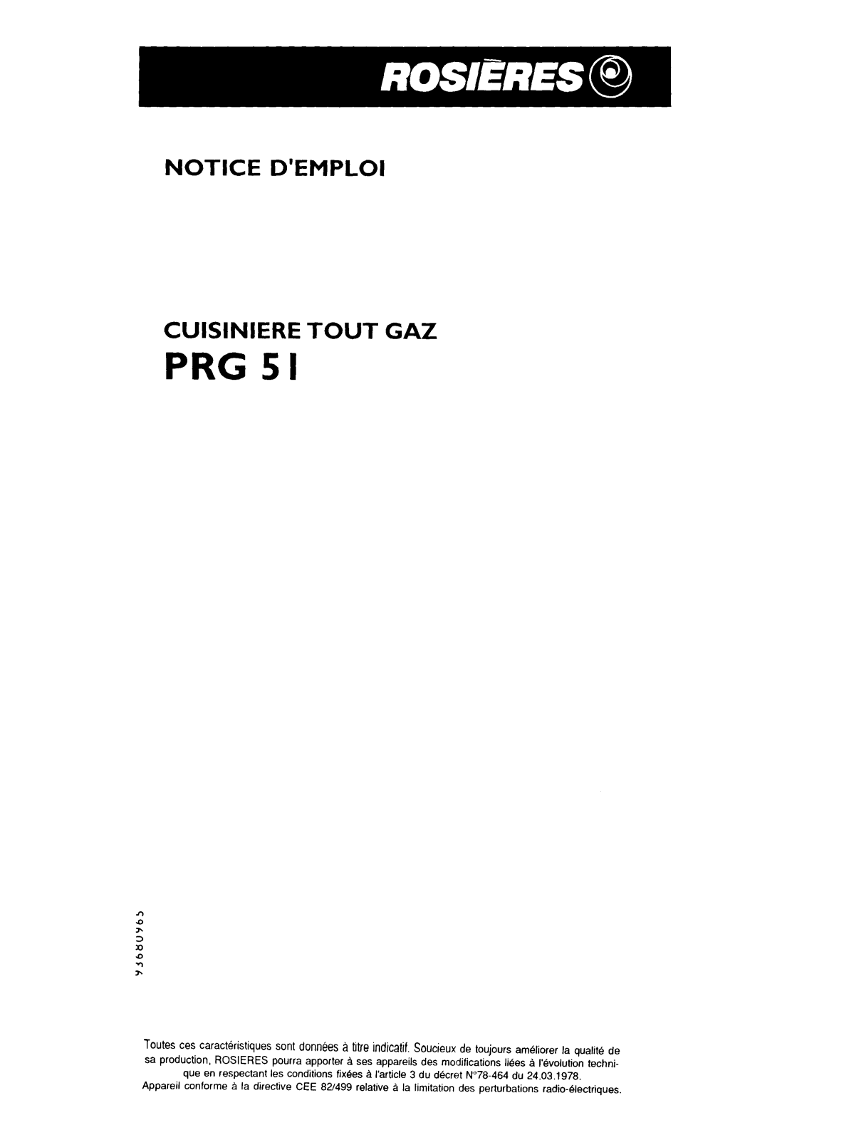 ROSIERES PRG 51 User Manual