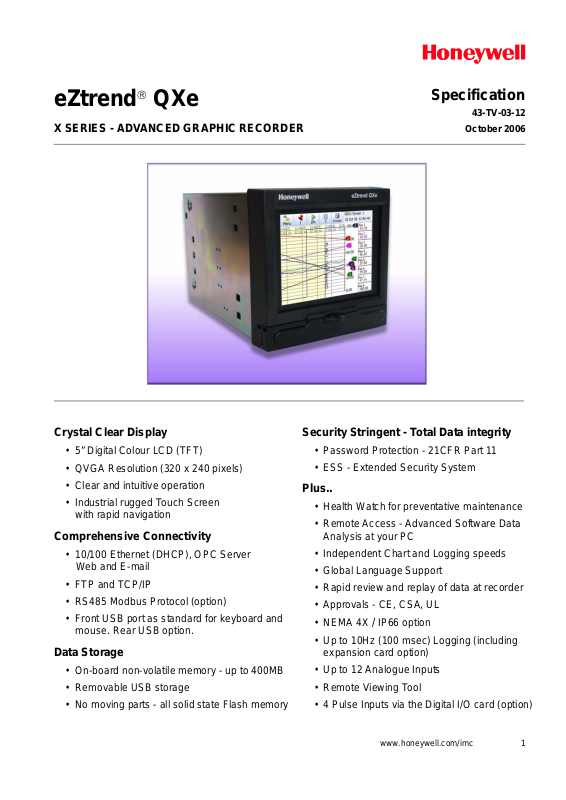 Honeywell eZtrend QXe User Manual