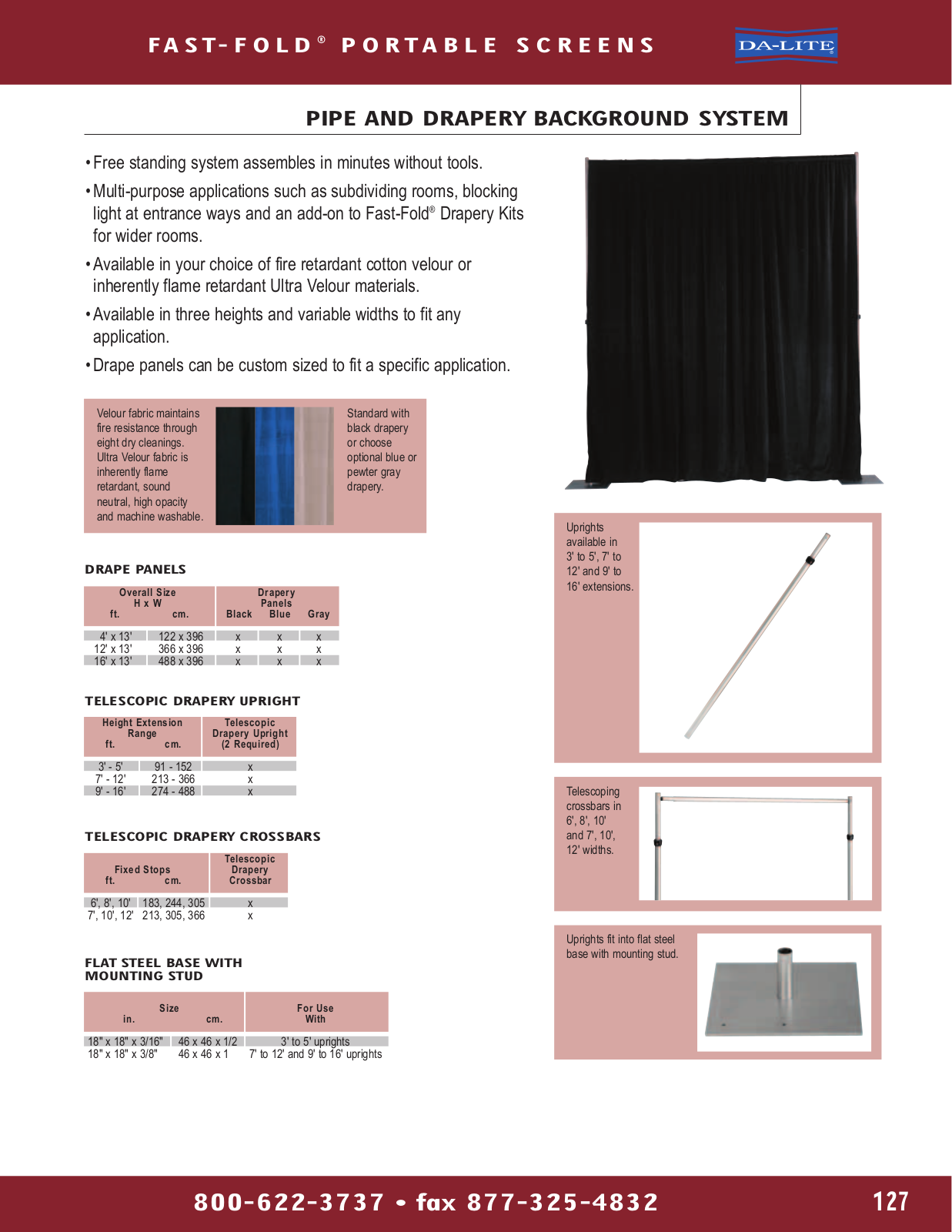 Da-Lite 36793 Da-Lite Pipe and Drapery System Information