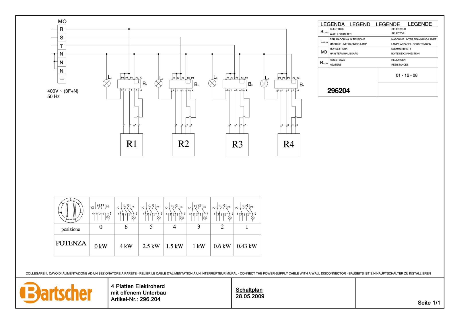 Bartscher 296204 Schematics