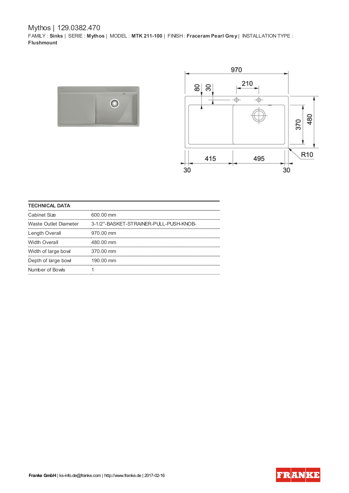 Franke 129.0382.470 Service Manual