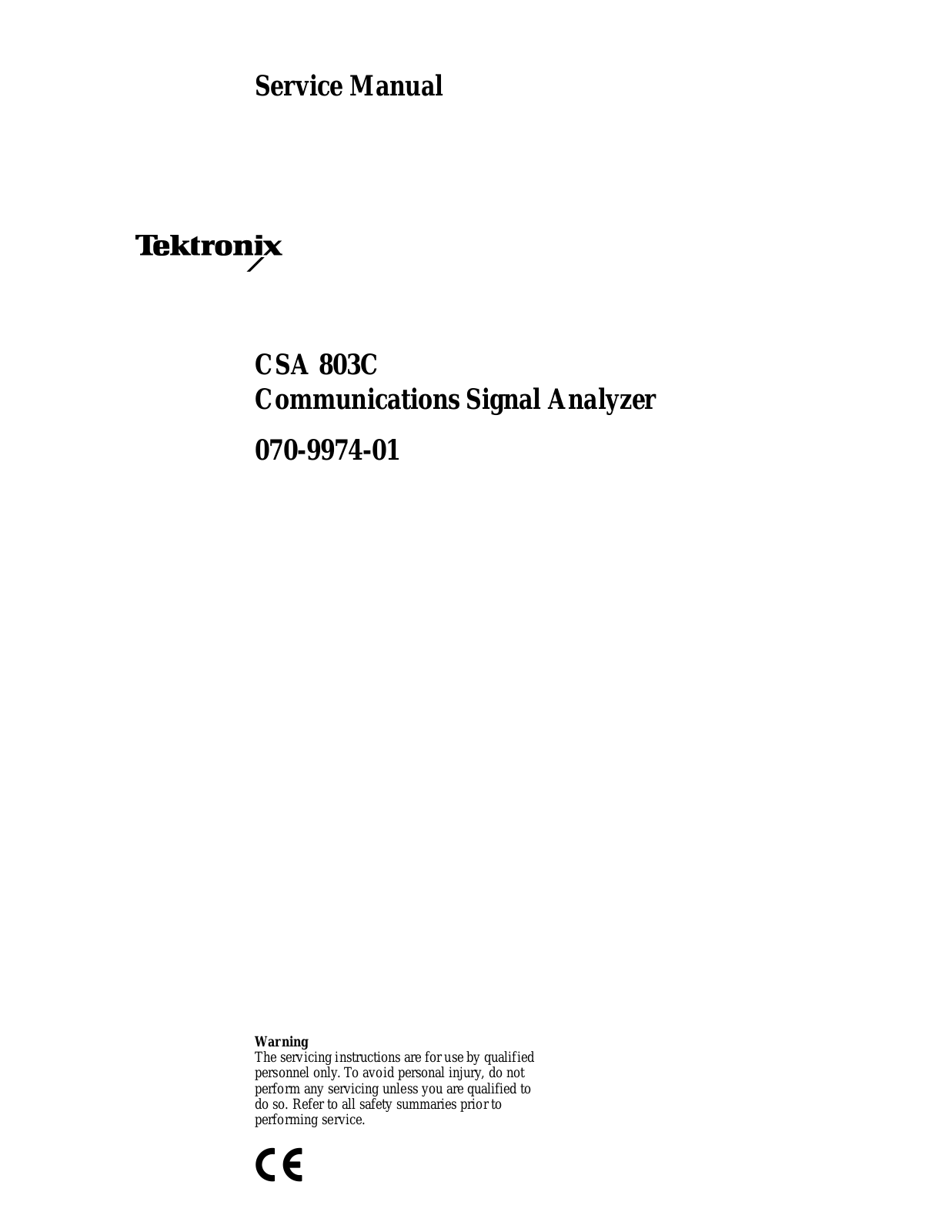 Tektronix CSA 803C User Manual