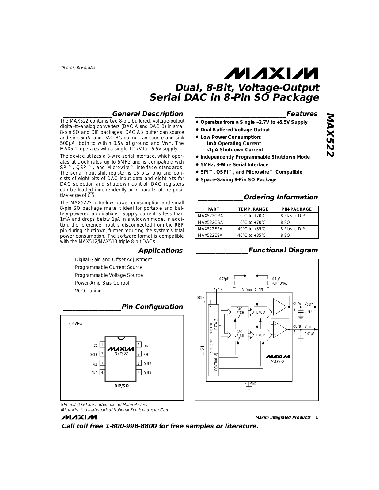 Rainbow Electronics MAX522 User Manual