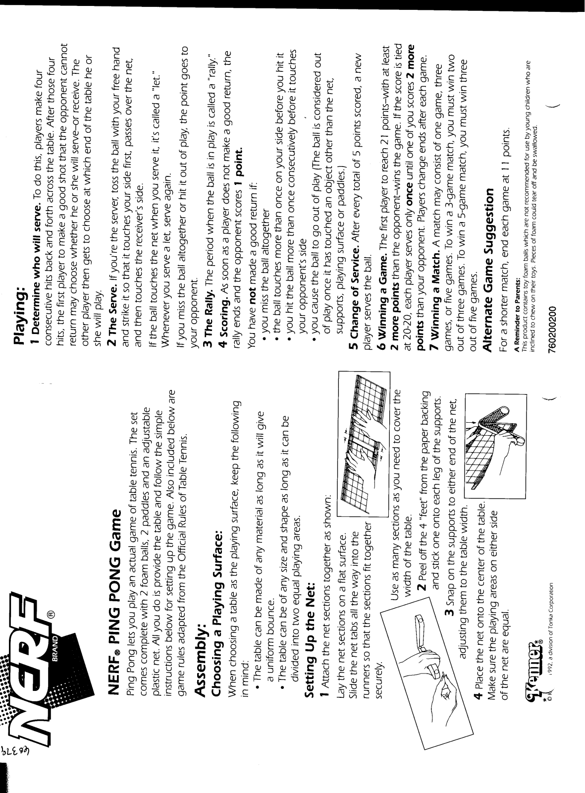 HASBRO Nerf Ping Pong User Manual