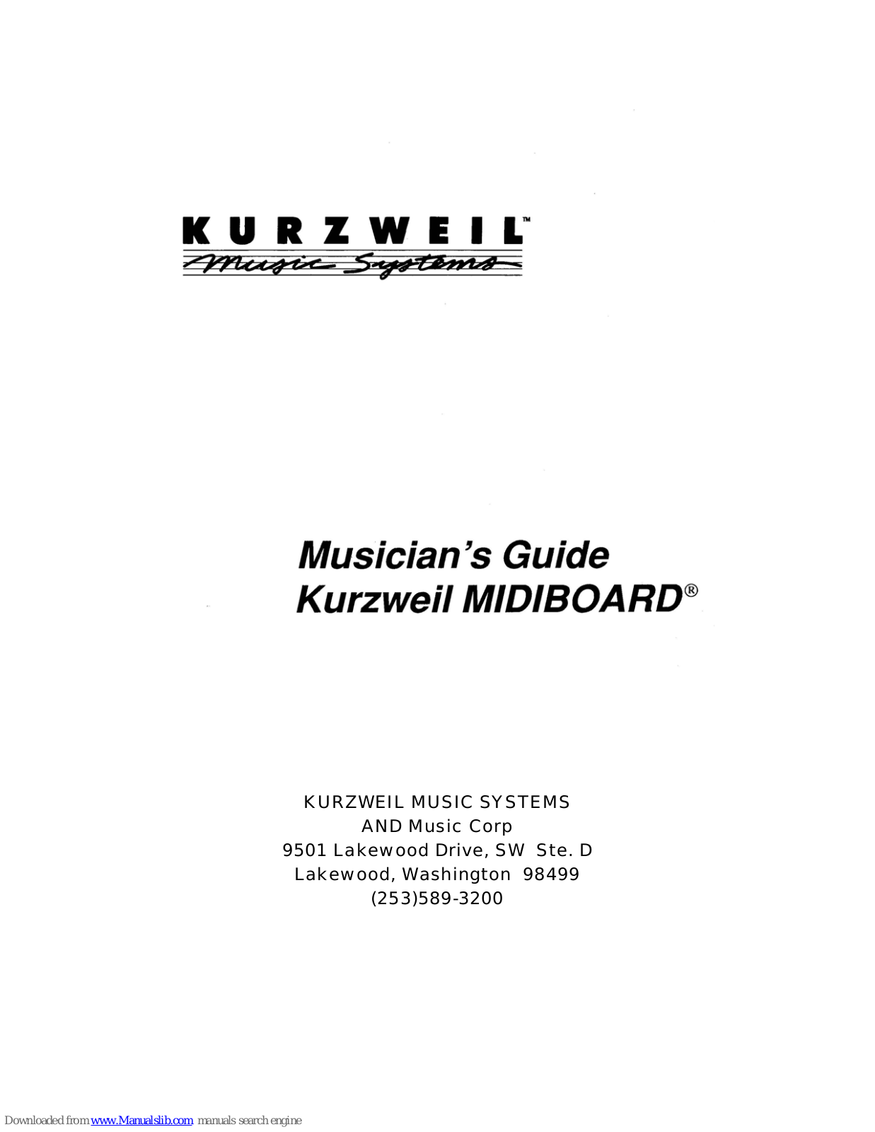 Kurzweil MIDIBOARDMG, MIDIBOARD User Manual