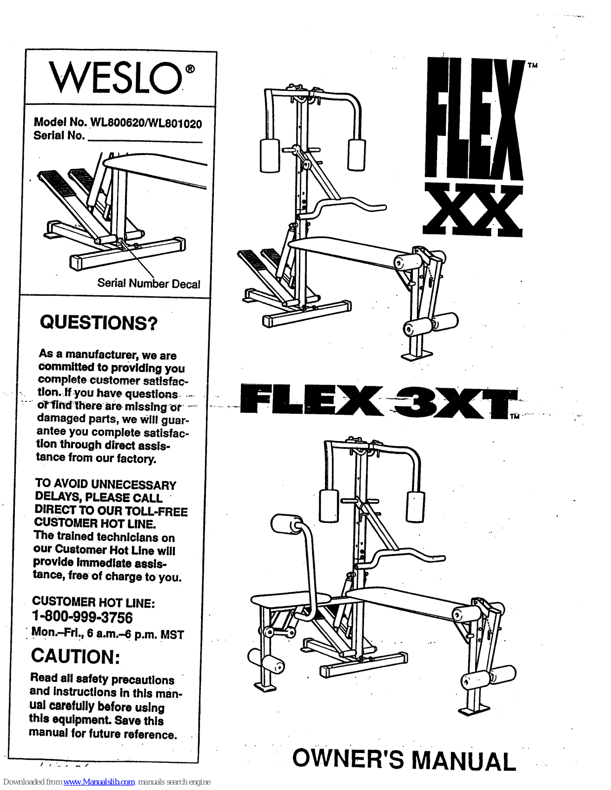 Weslo Cadence Flex 3xt User Manual