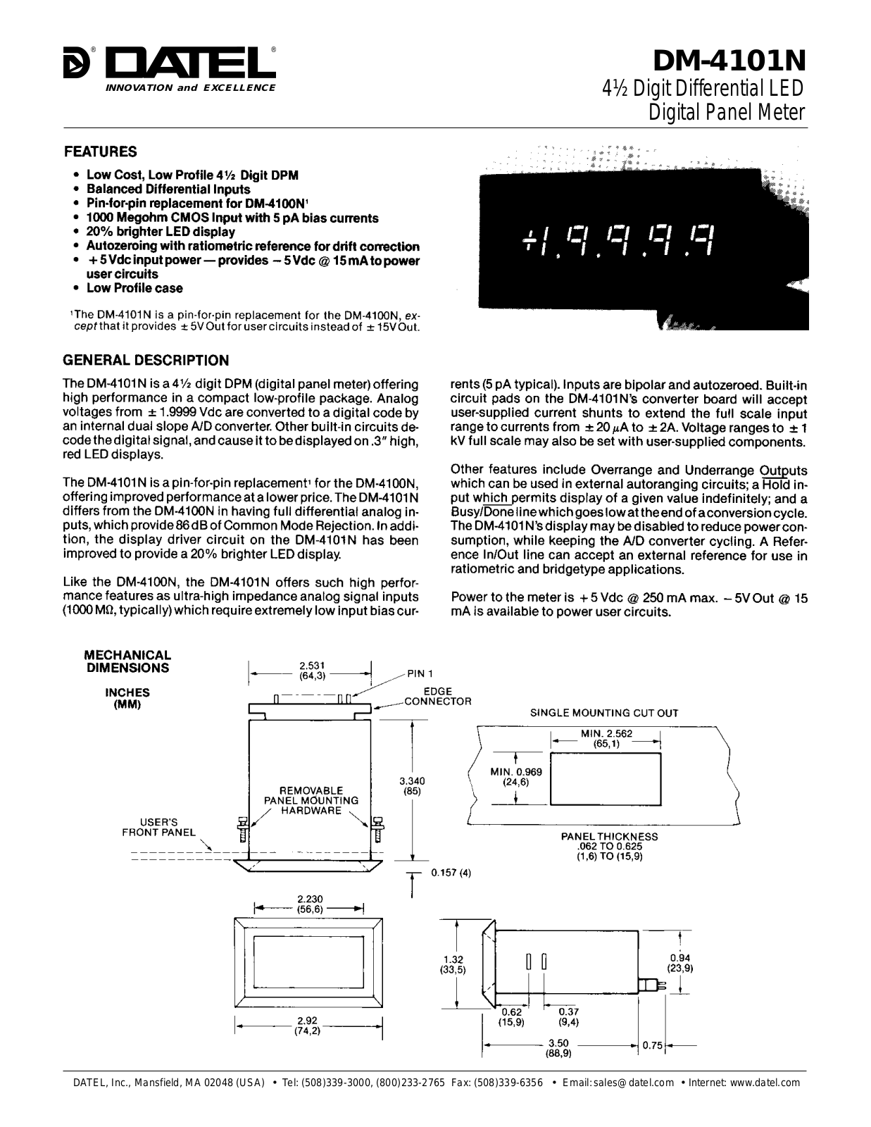 Datasheet DM-4101N-1 Datasheet (DATEL) - ManualMachine.com