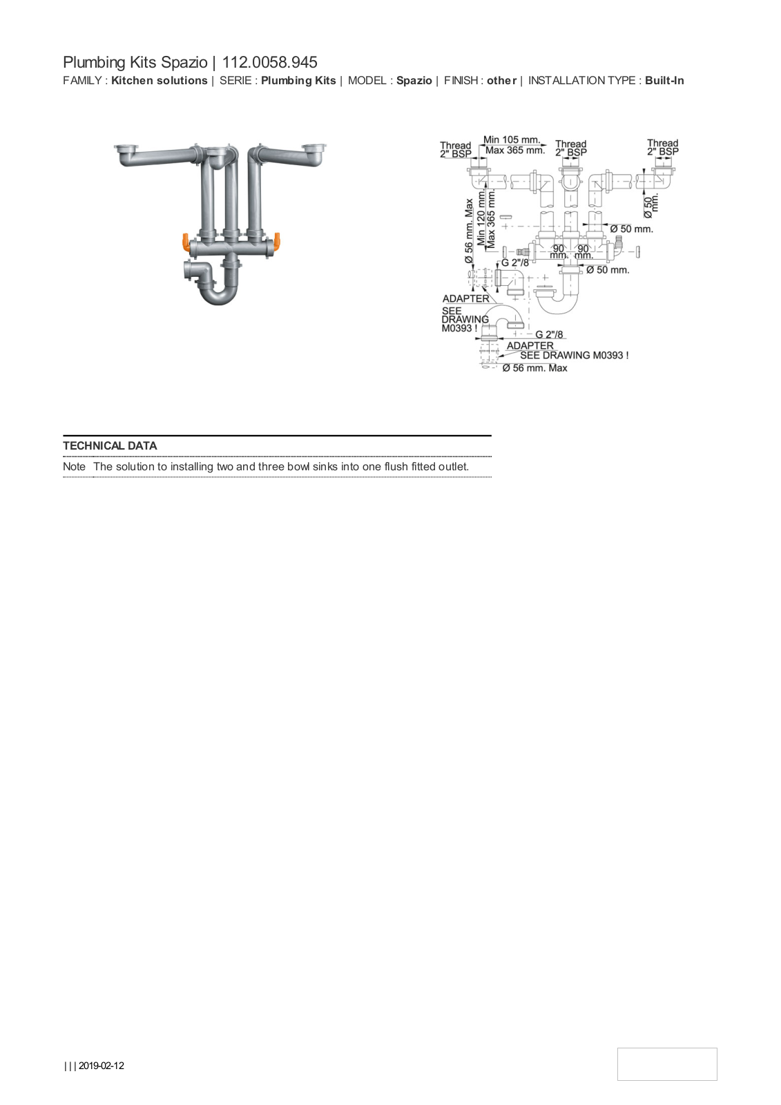 Franke PK945 Specifications Sheet