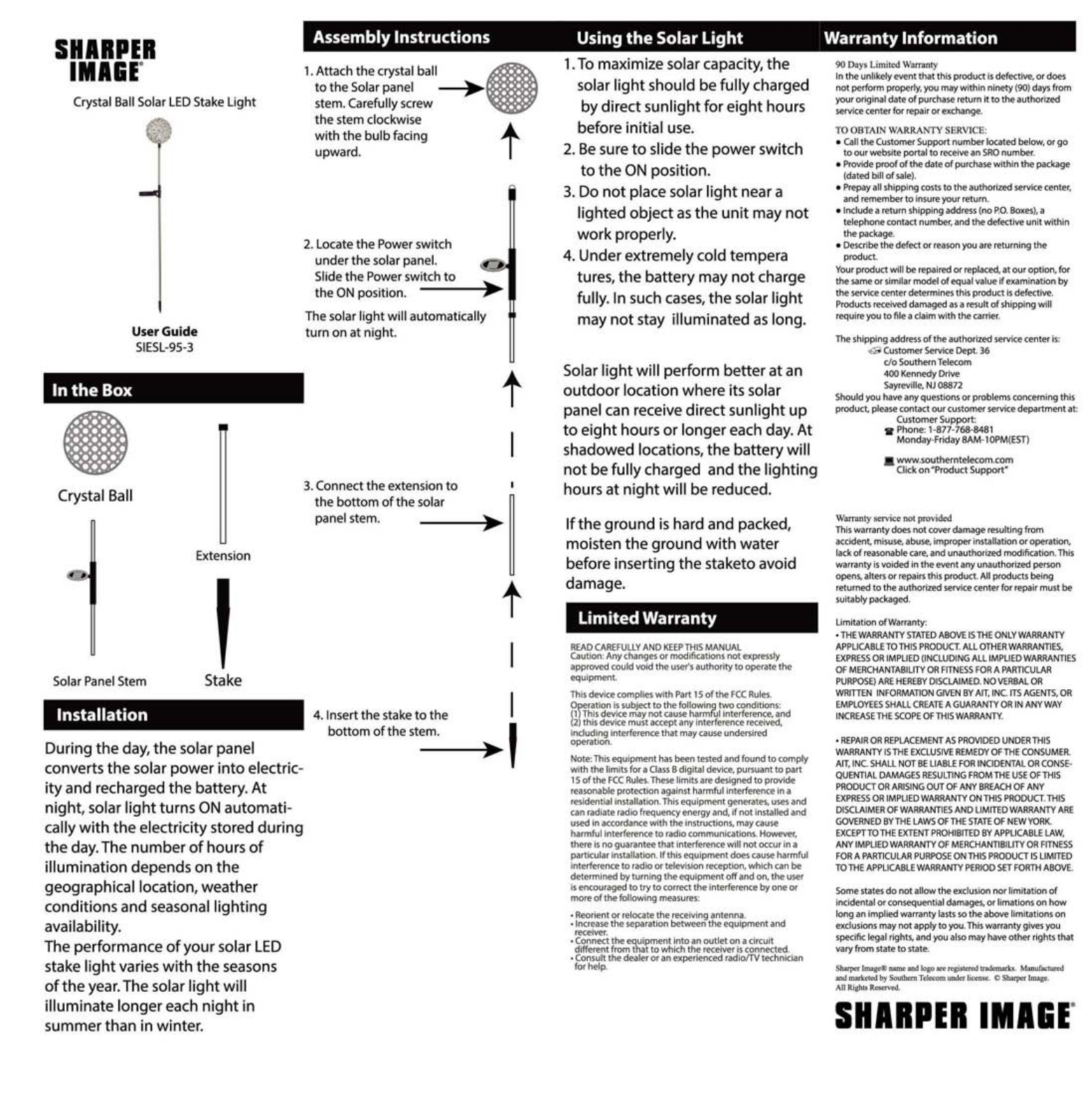 Sharper image SIESL-95-3 User Manual