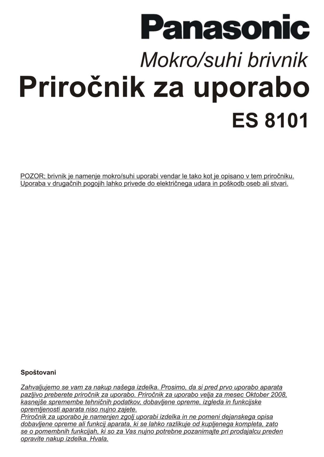 Panasonic ES-8101 User Manual