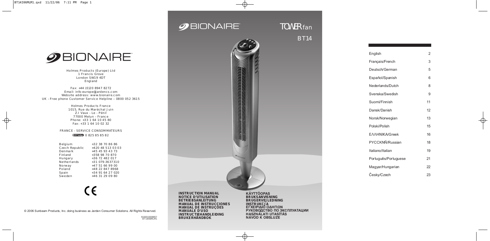 BIONAIRE BT14 User Manual