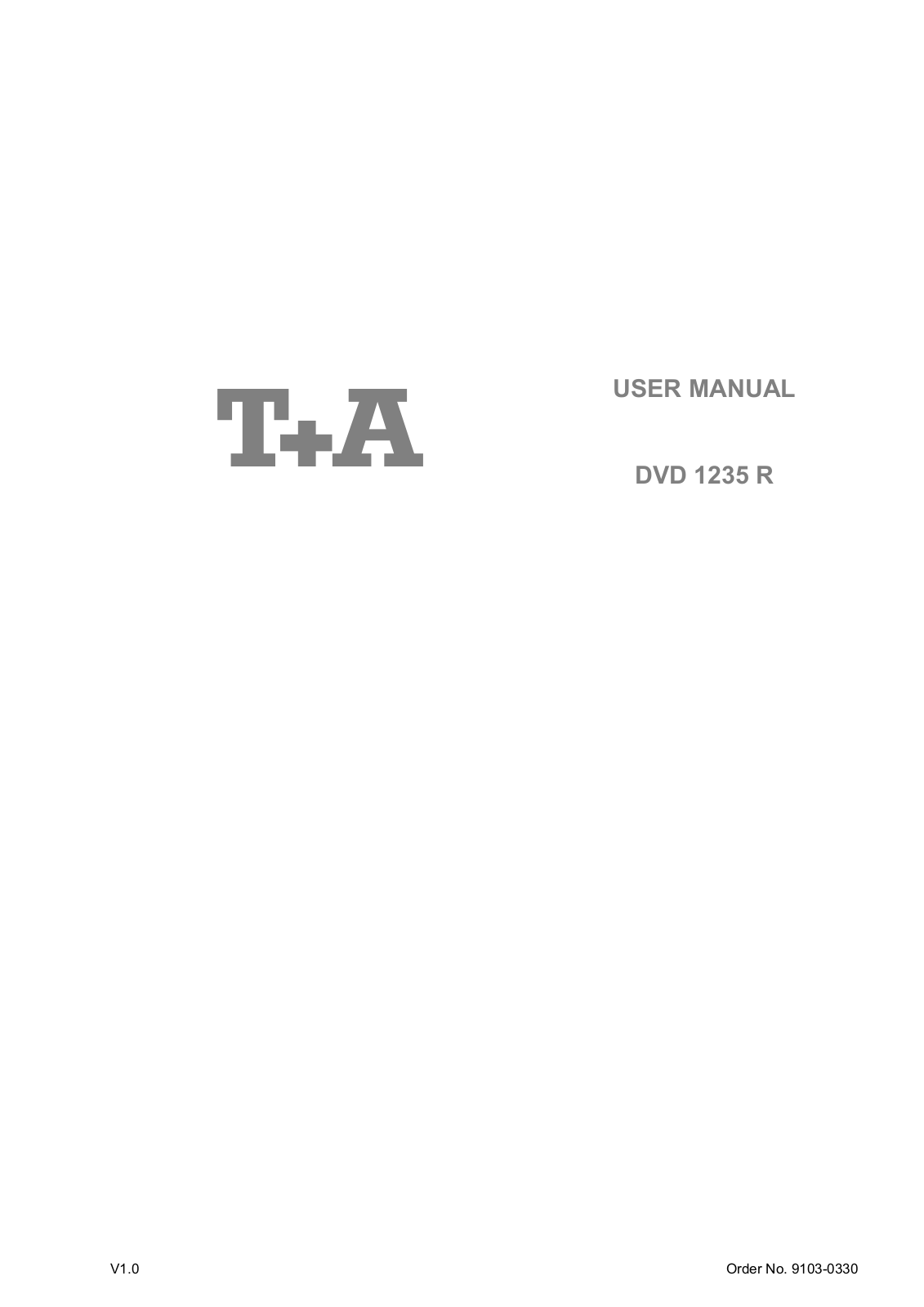 T and A Elektroakustik DVD-1235-R Owners manual