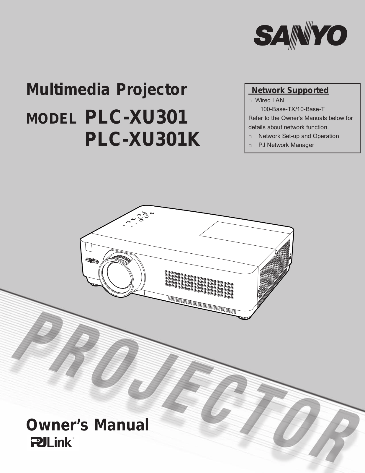 Sanyo PLC-XU301, PLC-XU301K Instruction Manual