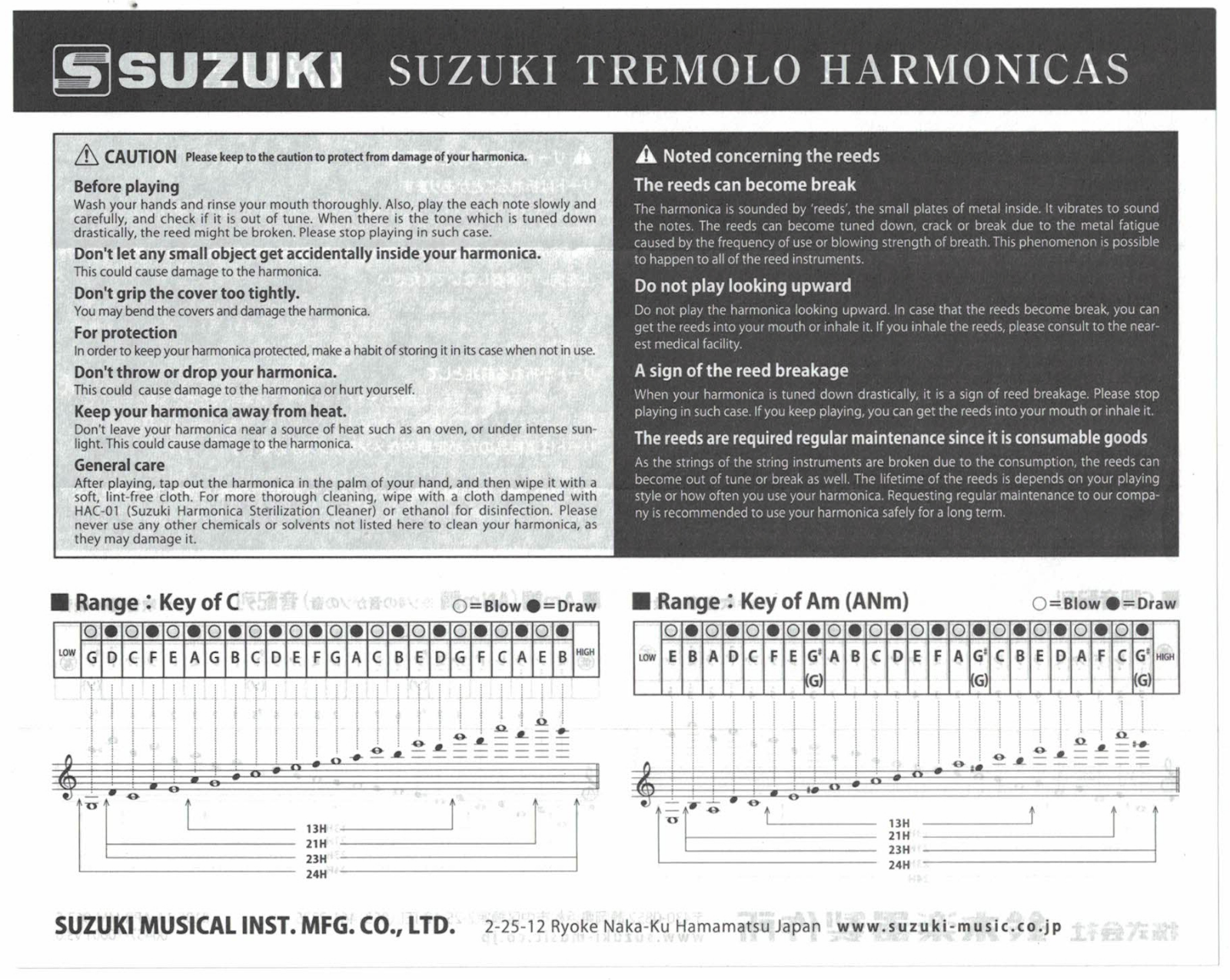 Suzuki Humming Tremolo SU-21H A (LA) User manual