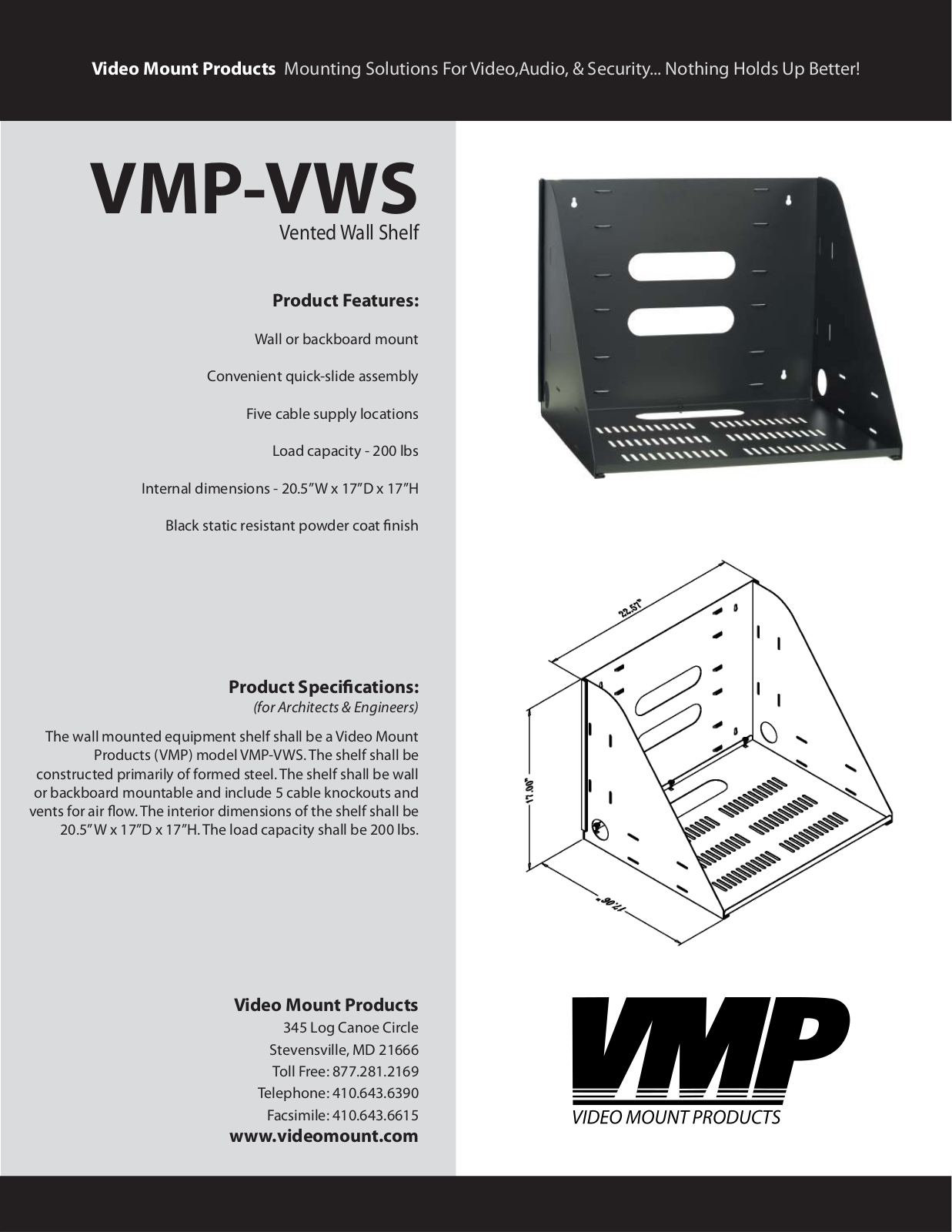 VMP VMP-VWS Specsheet - ManualMachine.com