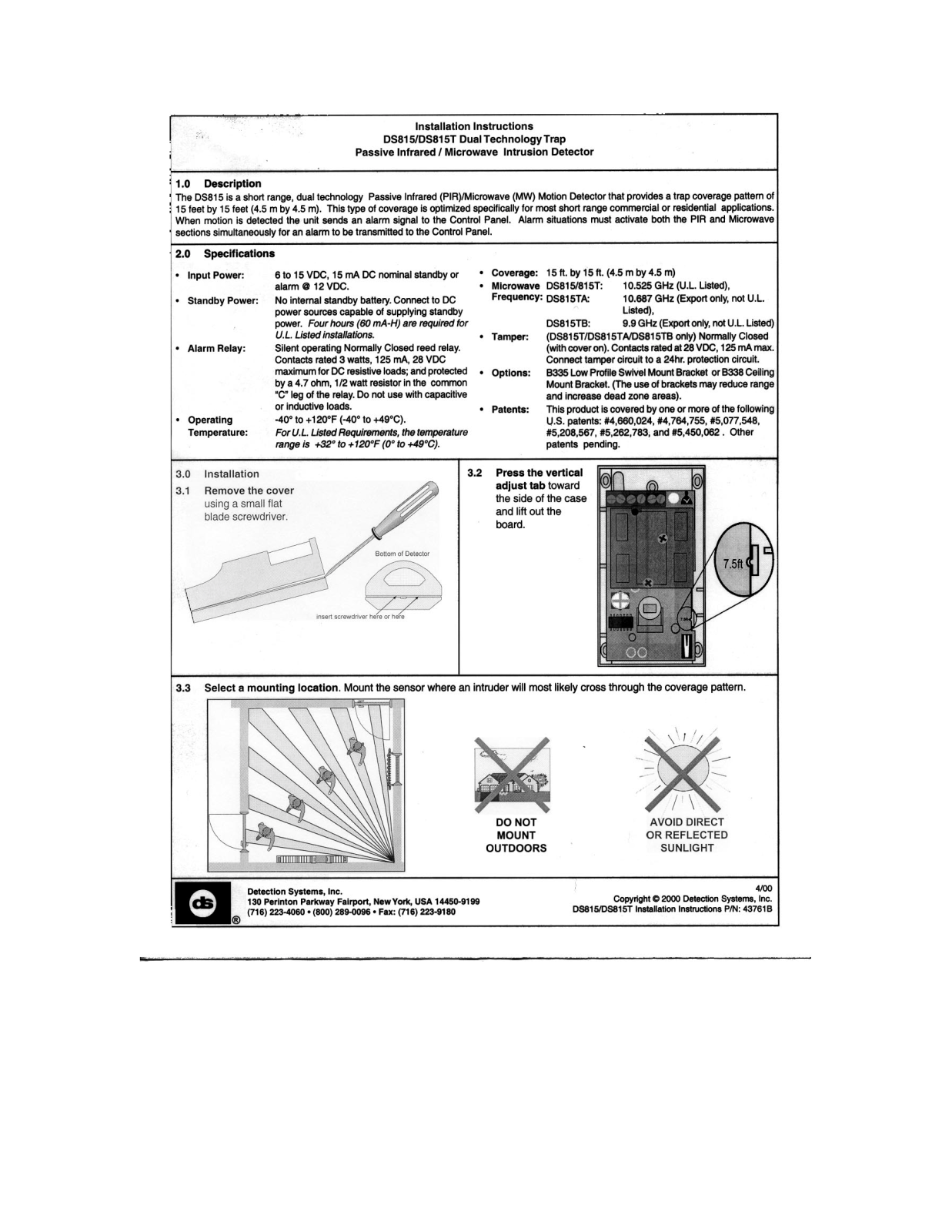 Bosch Security Systems DS835I Users manual