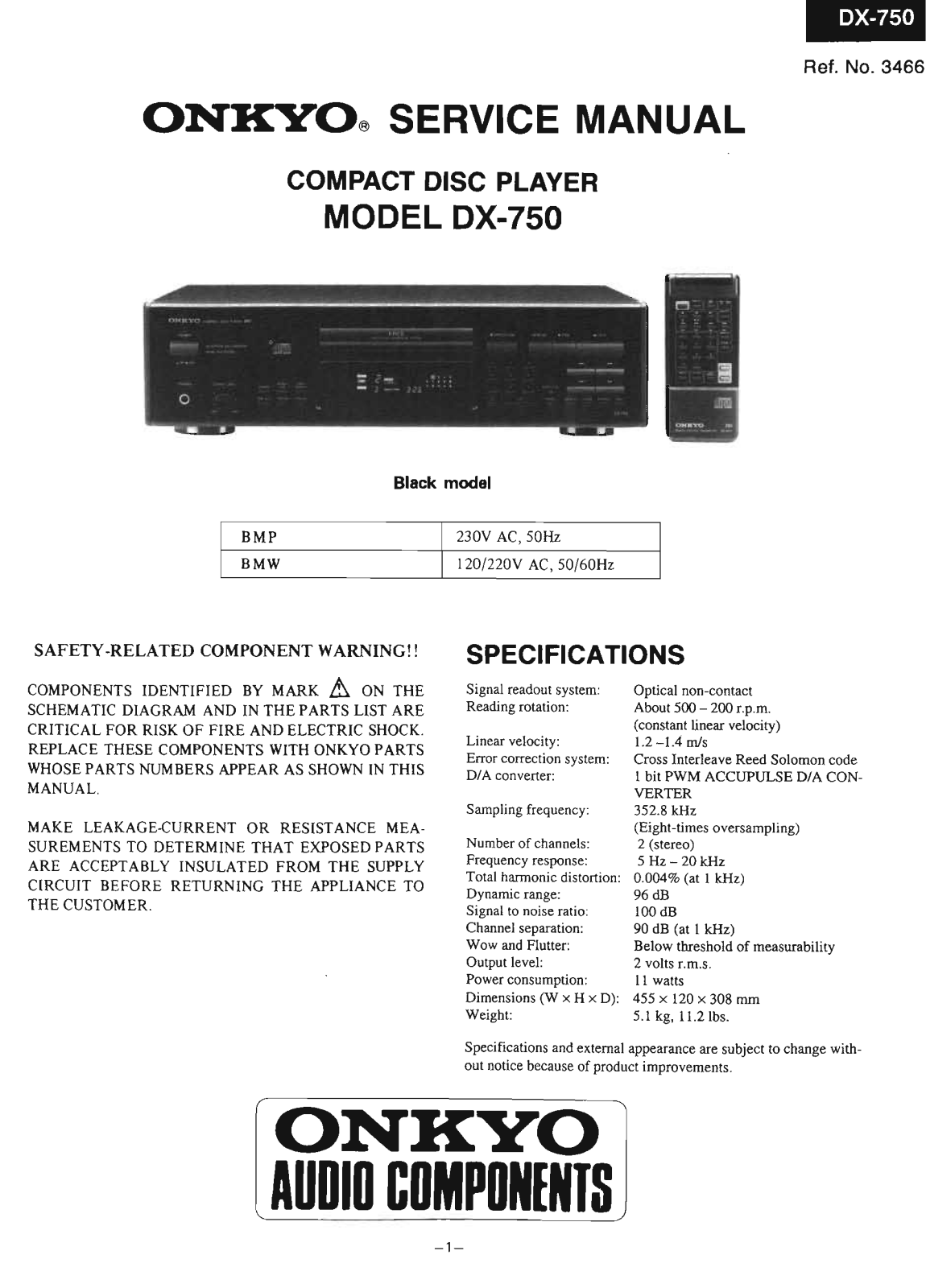 Onkyo DX-750 Service Manual