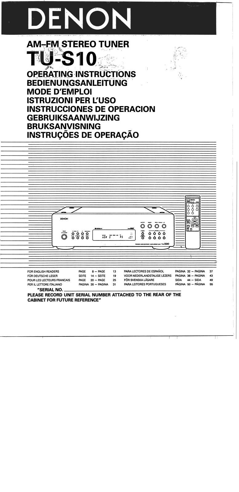 DENON TU-S10 User Manual