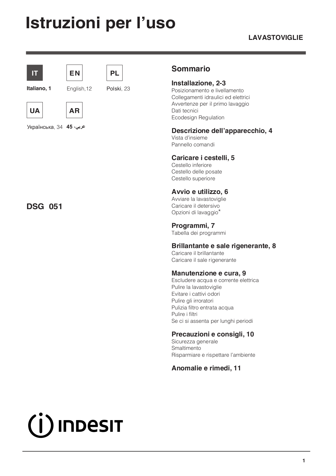 Indesit DSG-051-NX-EU User Manual