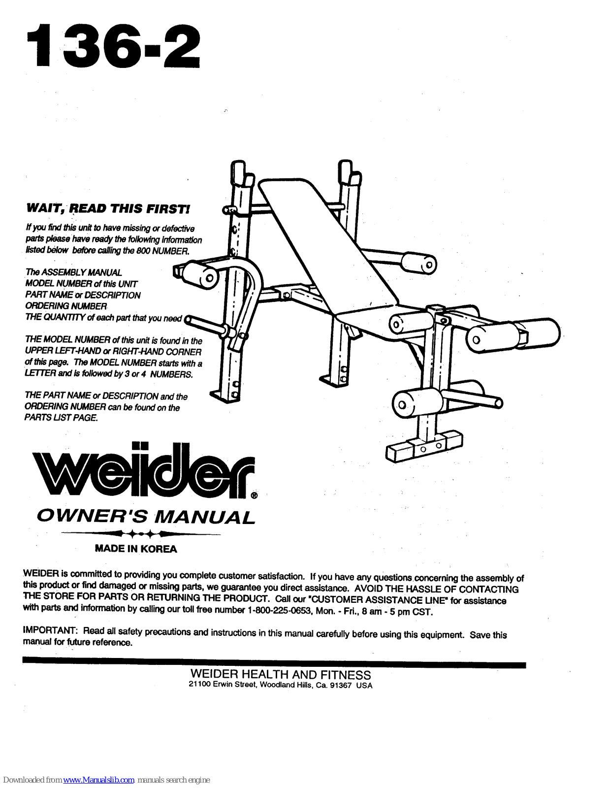 Weider 136-2 User Manual - ManualMachine.com