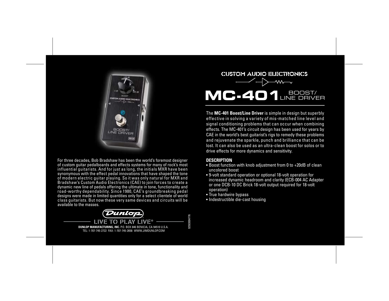 MXR MC401 User Manual