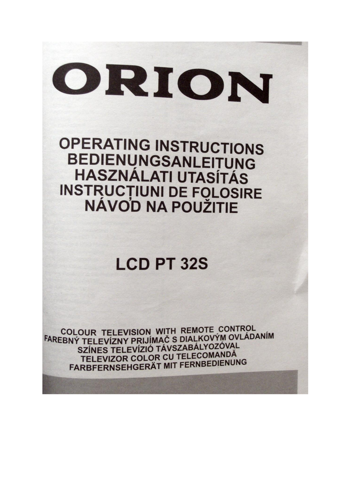 Orion LCD PT 32 S Operating Manual