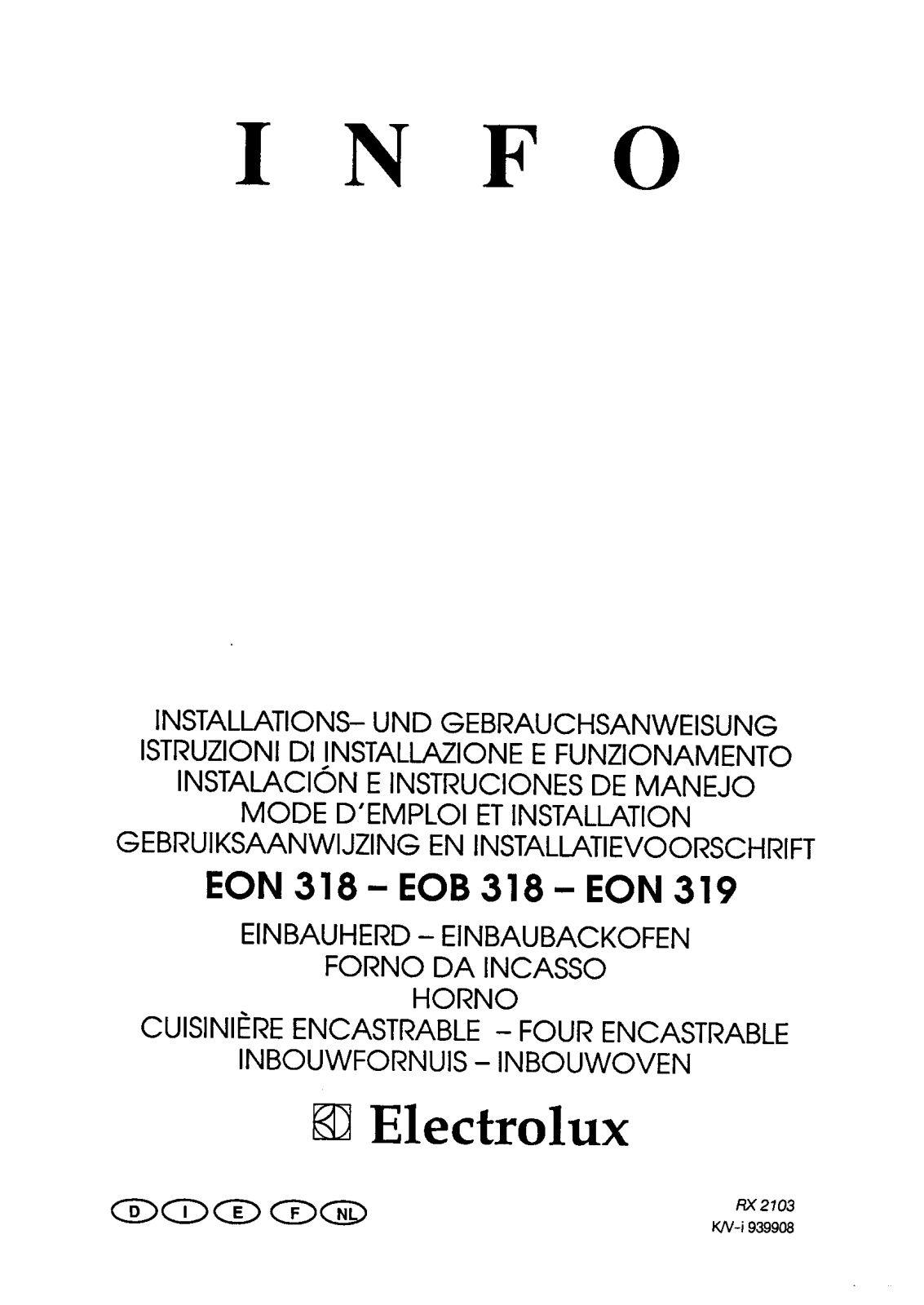 AEG EON319, EON319P, EON319B User Manual