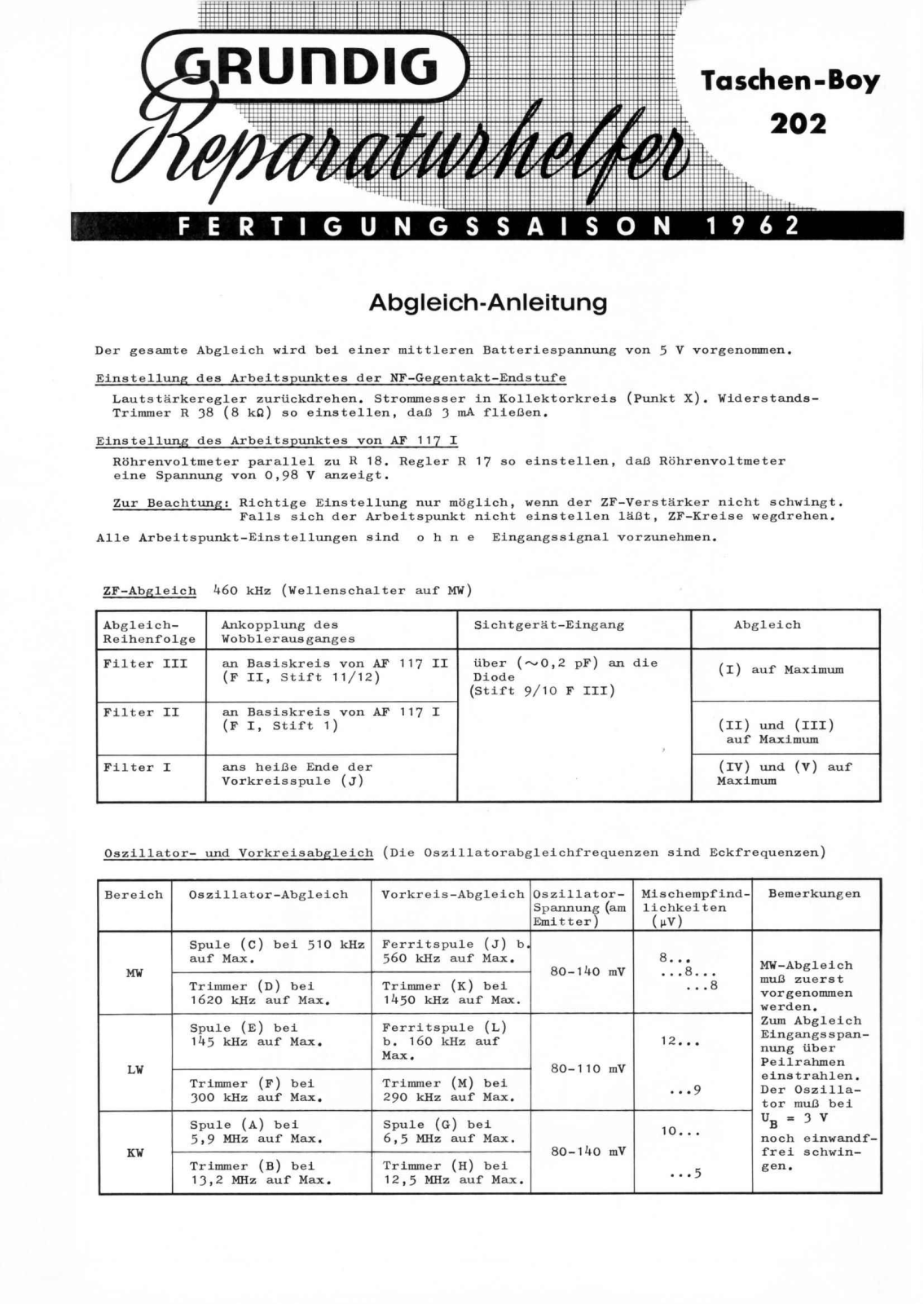 Grundig Taschen-Boy-202 Service Manual