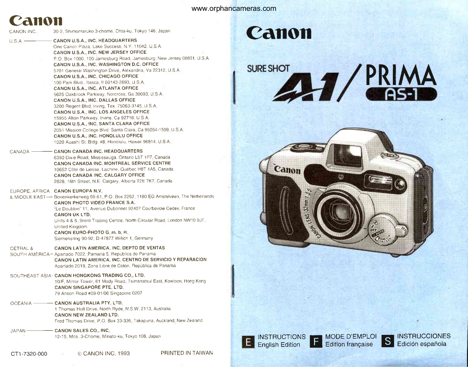 Canon Sure Shot A-1 User Guide