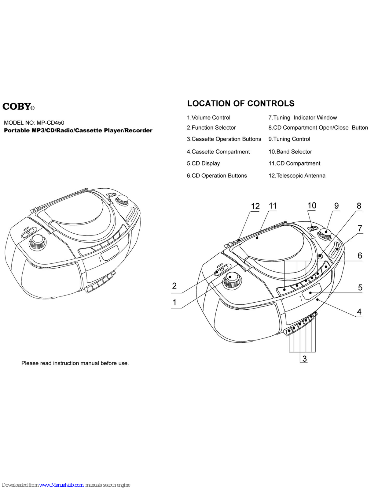 Coby MP-CD450, MPCD450BLK, CD450 User Manual