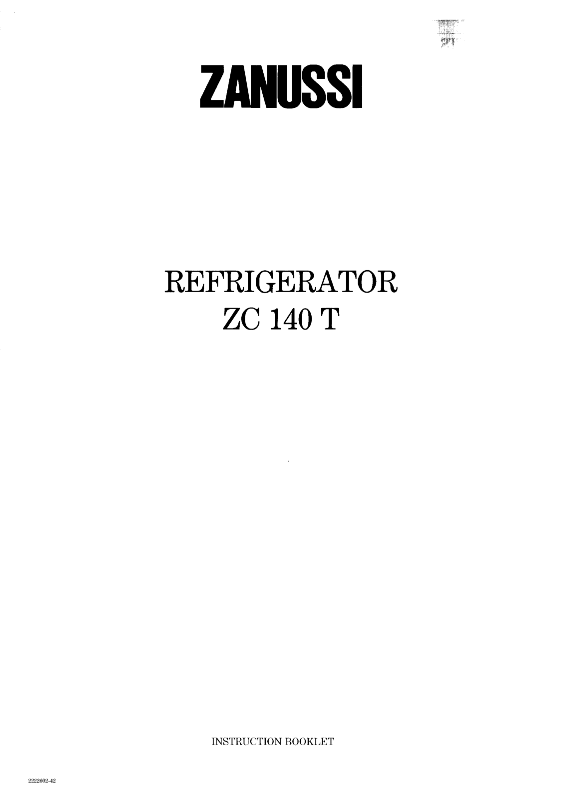 Zanussi ZC140T User Manual