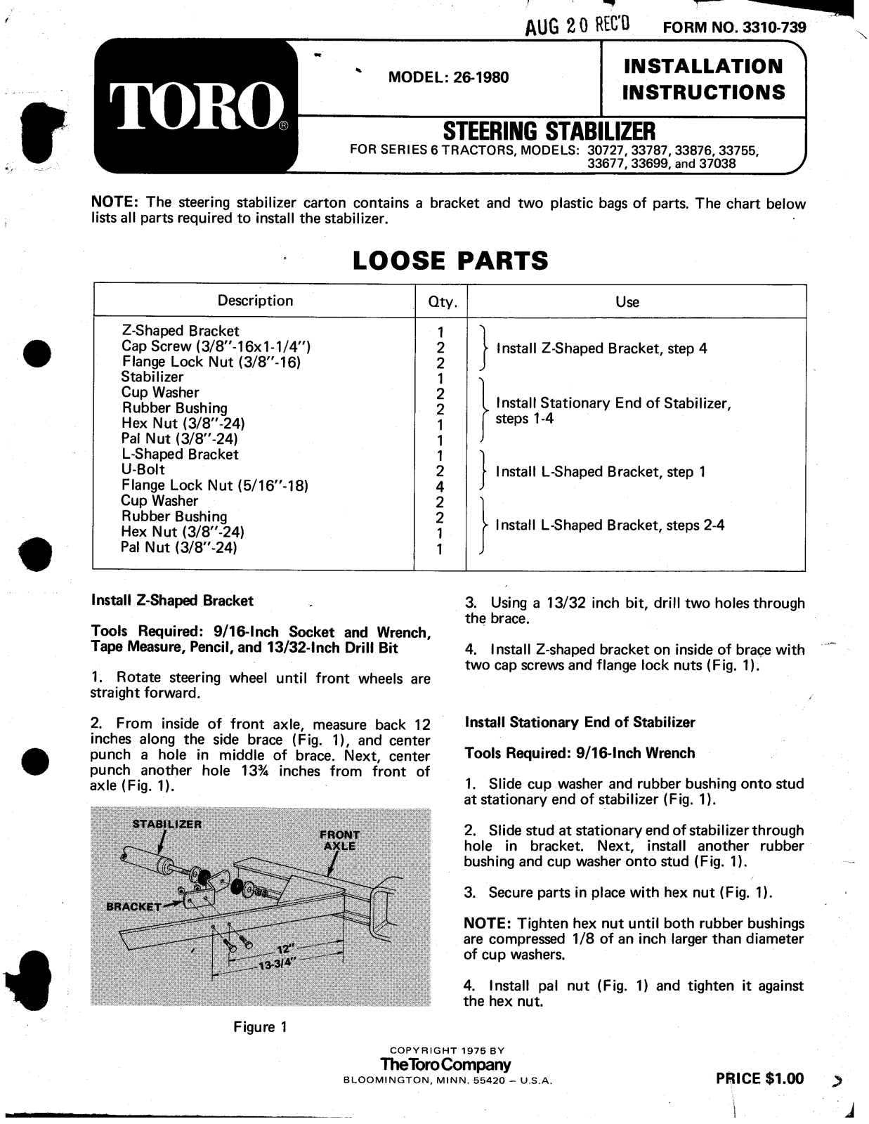 Toro 26-1980 Installation Instructions