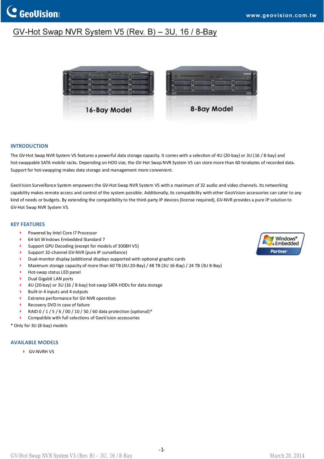 GeoVision Hot Swap NVR System V5 User Manual