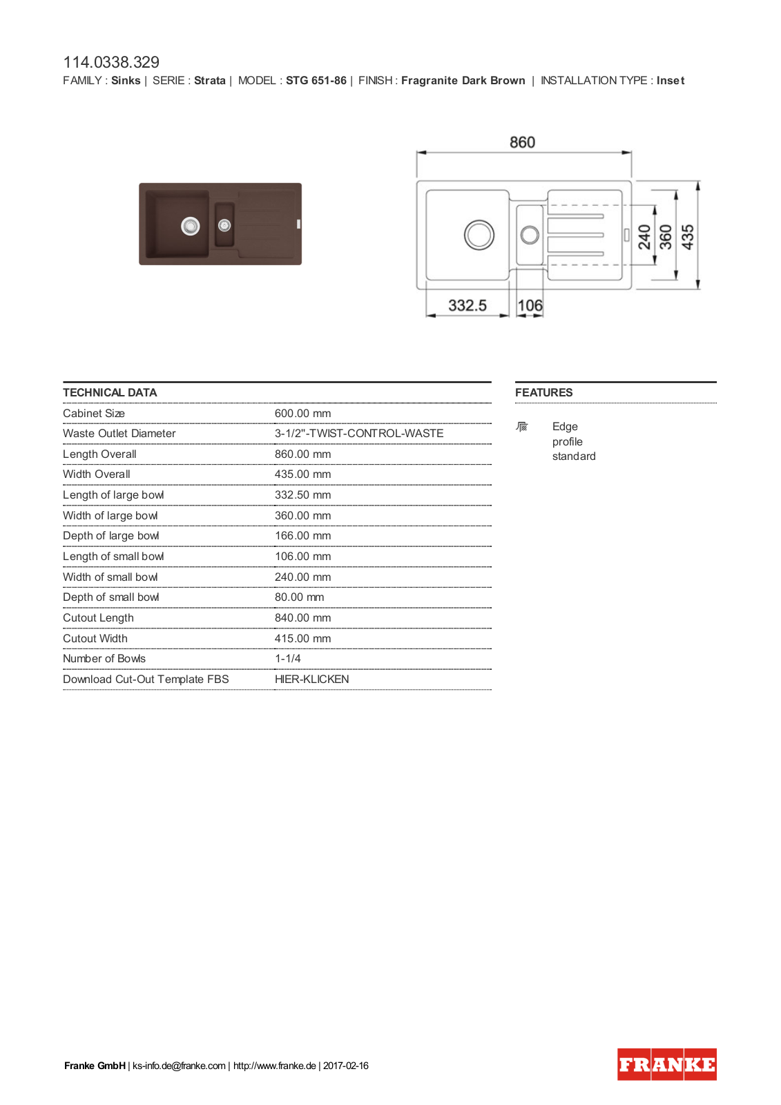 Franke 114.0338.329 Service Manual