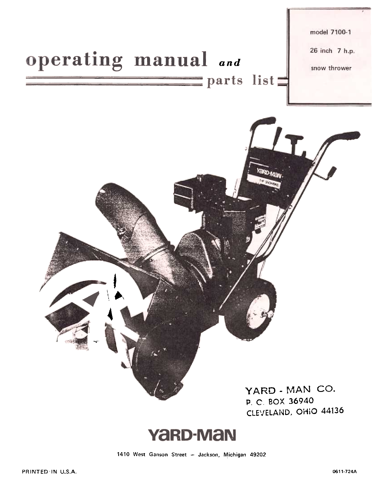 Yard-Man 7100-1 User Manual
