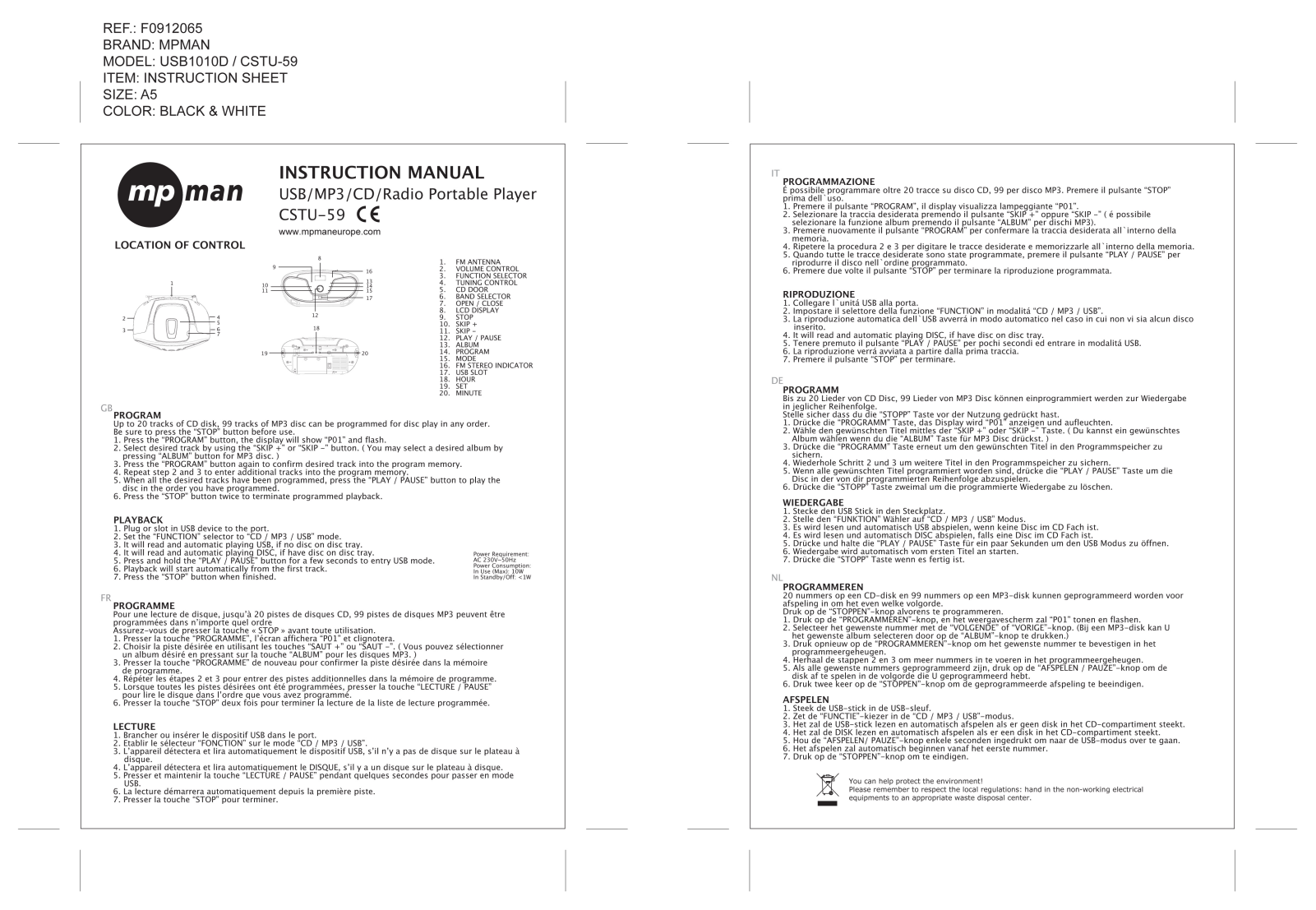 MPMAN CSTU59 User Manual